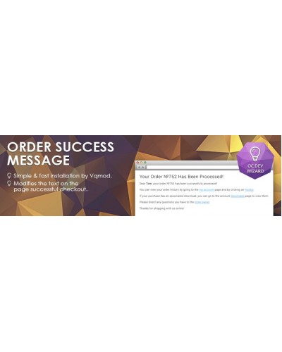 Order Success Message (vqmod)